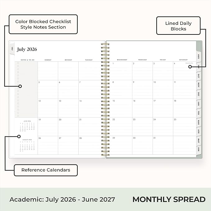 Blue Sky The Everygirl 2026-2027 Weekly and Monthly Academic Year Planner Calendar, July 2026 - June 2027, 8.5" x 11", Flexible Cover, Wirebound, Laminated Tabs, Storage Pocket, Includes Stickers, Marisa