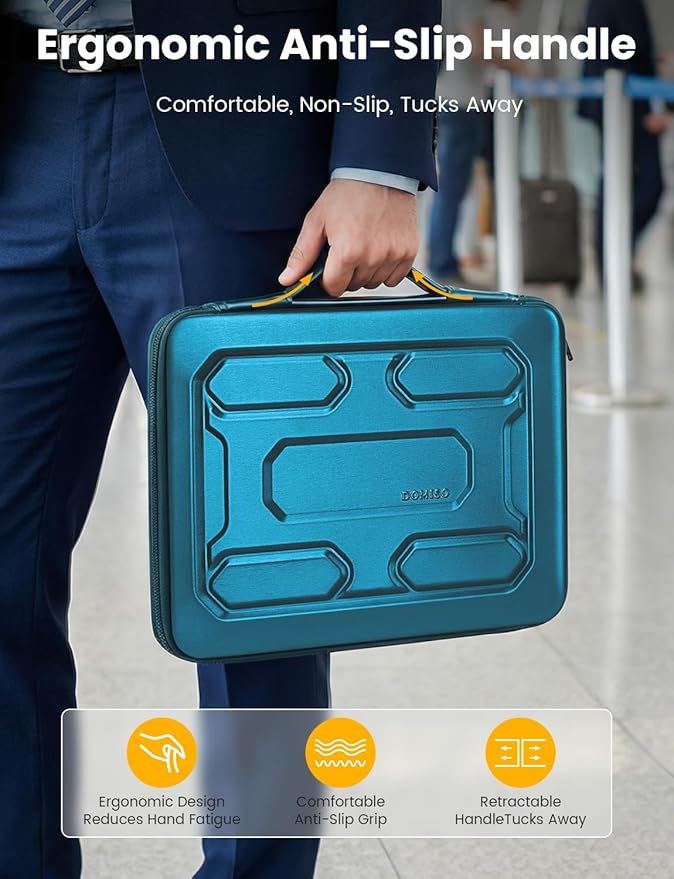 DOMISO Laptop Hard Case 17-17.3 inch Waterproof Shockproof Hard Shell Laptop Sleeve with Handle & Storage Pocket, Compatible with MacBook, HP, Dell, Teal