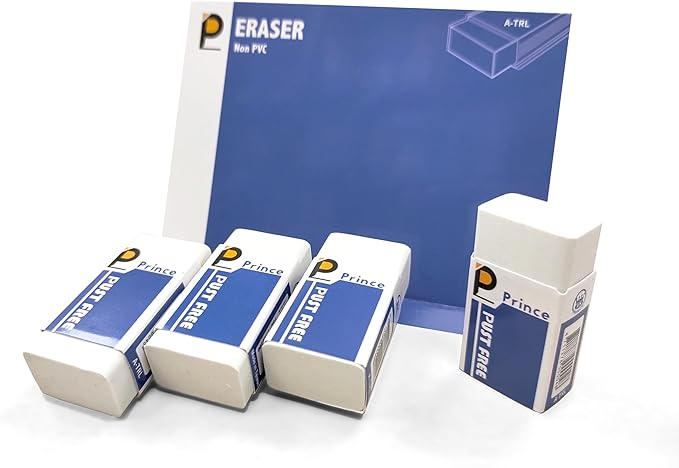 Prince 10 Pack Medium Erasers, Eco-Friendly TPE Non-PVC Smudge-Free Medium Erasers, Soft & Clean Erasing for Exams, Classwork, Pencil Sketching, Note-Taking & Office Use