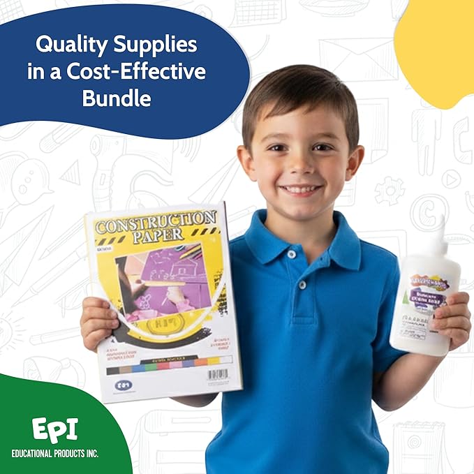 EPI Essentials Bulk School Supplies for Kids – Kindergarten to 1st Grade School Supply Packs – Wide-Ruled Bundle with Classroom-Ready Standard List Essentials – 144 Boxes per Pallet
