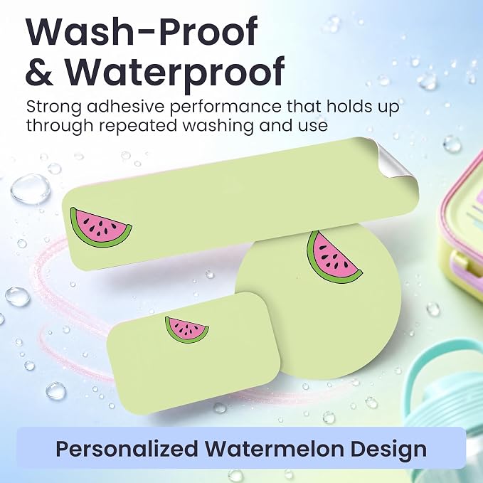 Label Daddy Personalized Name Labels for School, Watermelon Design | Waterproof Name Tags for Kids, Washable Custom Daycare Labels, Clothes, Lunchboxes, Water Bottles and More, 128 Ct & 256 Ct