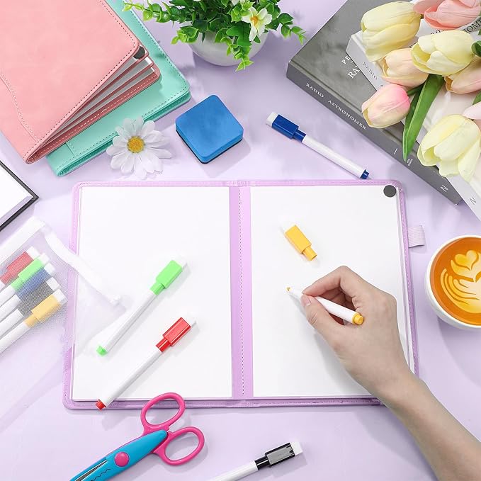 Feifeiya 6 Sides Dry Erase Notebook Portable White Board 9"x6"(a5) Travel Dry Erase White Board Notebook Foldable Anti-ghosting Surface for Office, School, Study, Travel & Business Meeting Planning