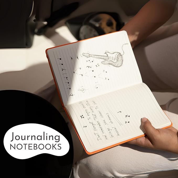 SETTINI Lined Journal, Ideal for Journaling - A5 Vegan Leather Notebook, 192 Archival-Quality Pages, QuillEase Bleed-Free Paper, Inner Pocket & Bookmark - Orange Gifts, Orange Sun