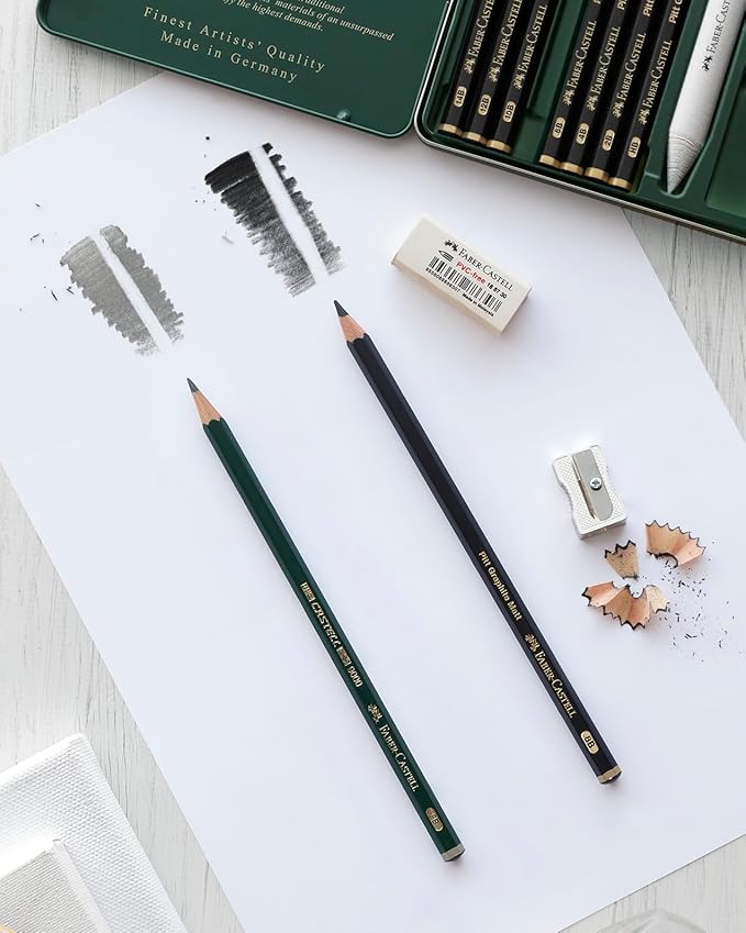 Faber-Castell 3 Count Pitt Graphite Matte Tin - HB, 2B, 4B - Matte Black Graphite Pencils