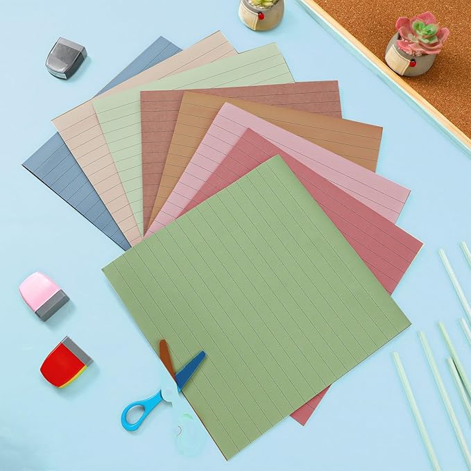 Qeeenar 8 Pads Big Sticky Notes 11 x 11 Inch Lined Jumbo Large Sticky Notes for Wall,Giant Strong Power Memo Square Post for Office, 25 Sheets/Pad(Retro Color)