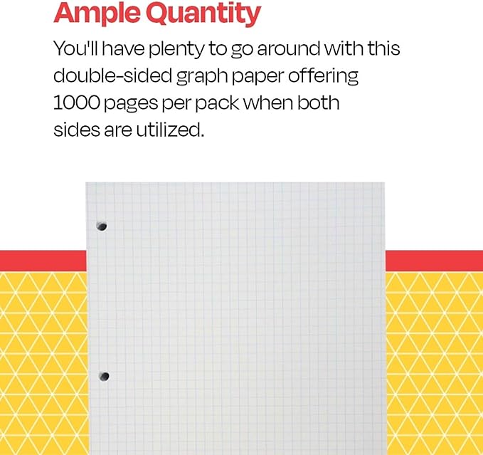 School Smart-86667 Double Sided Grid Paper, 3 Hole Punched, 8-1/2 x 11 Inches, 1/4 Inch Rule, White, Pack of 500