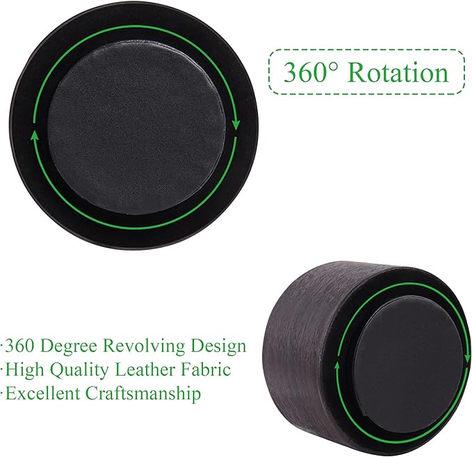 Round Leather Art Supply Organizer,Remote Control Holder,360 Degree Spinning,Multi-Functional Pencil Holder,4 Compartments Desktop Stationary Organizer(1-Dark Brown2)