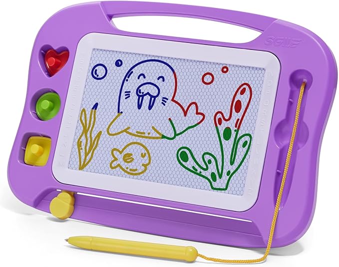 SGILE Toddler Toys for Kids, Magnetic Drawing Board for Birthday Gift, Toys for 1 2 3 Year Old Girls Boys, Etch & Sketch Pad with 3 Stamps, Learning and Educational, Purple