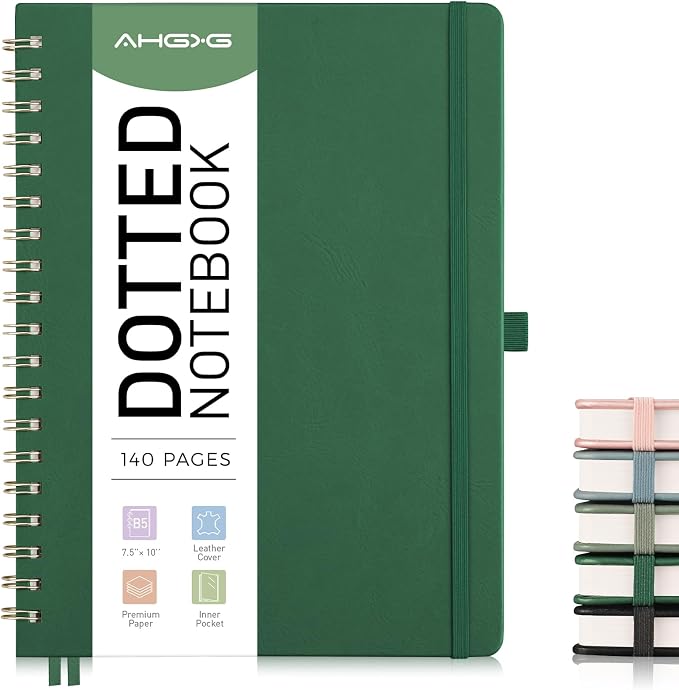 AHGXG Dotted Journal, 140 Pages, B5 (7.6" x 10")