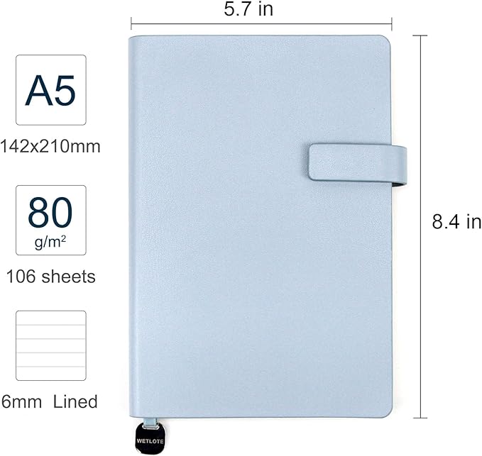 Softsided Notebook - 5.7"x 8.4" - upgraded texture, classic line design, paper for smooth writing, elegant hangtag detail, with box, perfect for both gift and personal use(Light Blue)