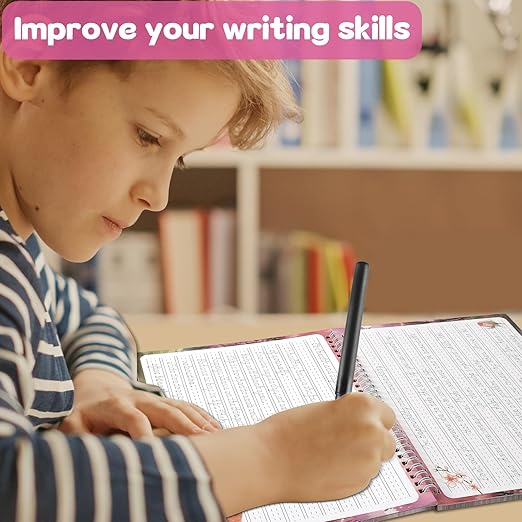 gisgfim Grooved Cursive Handwriting Workbook Magic Reusable Grooved Cursive Handwriting Practice Guided Tracing with Disappearing Ink Pens for Beginner Learning Activities Supplies (Inspiring Quotes)