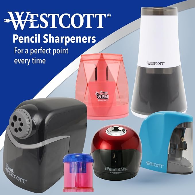 Westcott 16244 iPoint Orbit Battery-Powered Pencil Sharpener for Home and Office, Black