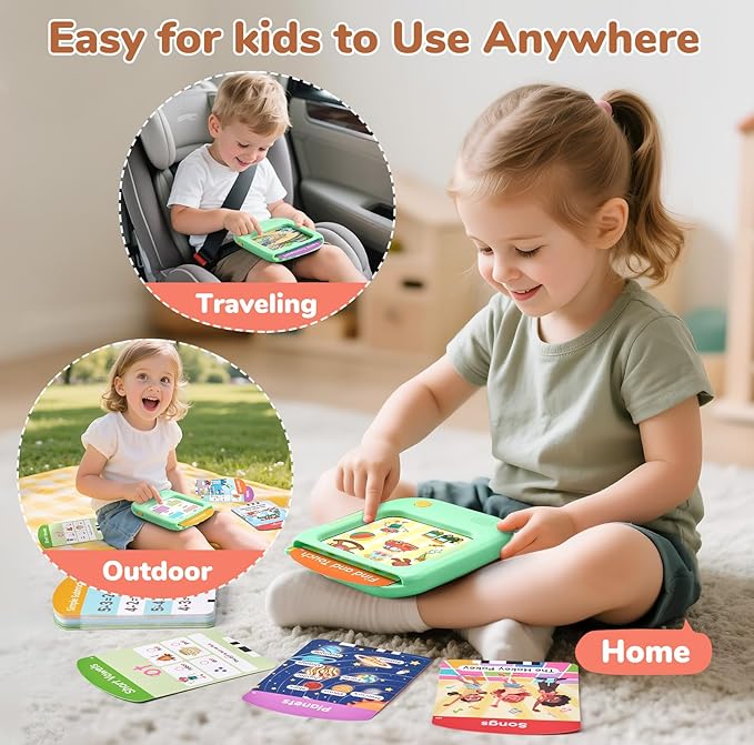 JoyCat Kids Learning Tablet, Learn to Read with 156 Pages, 600+ Words, 40+ Themes, 100+ Interactive Games, Phonics Talking Flash Cards, Screen-Free Toddler Learning Toys Gifts for 2-6 Year Old