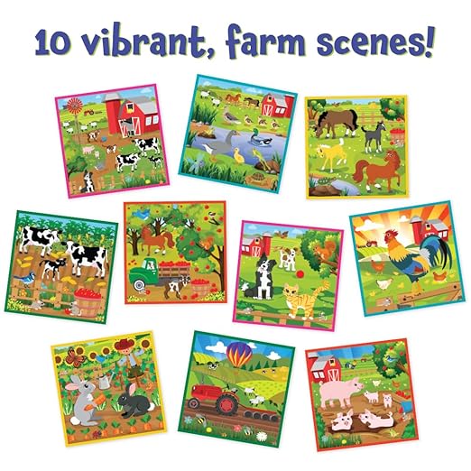 READY 2 LEARN Magic Scratch Paper - Farm - 10 Vibrant Scenes - Scratch Art for Kids - Reveal Colorful, Farmland Designs