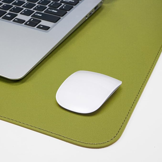 AFIING Cork Desk Mat 35.4" x 17", Dual-Sided Natural Cork & PU Leather Desk Pad, Non-Slip Waterproof Large Mouse Pad for Office, Home & Gaming (Olive Green)