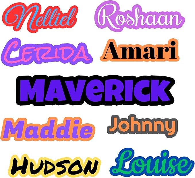 Custom Waterproof Name Stickers for Water Bottles, Personalized Daycare Name Tags, Name Labels for Cups, Food Containers, Lunch Boxes, Laptop and School Supplies (Text- Stroke)