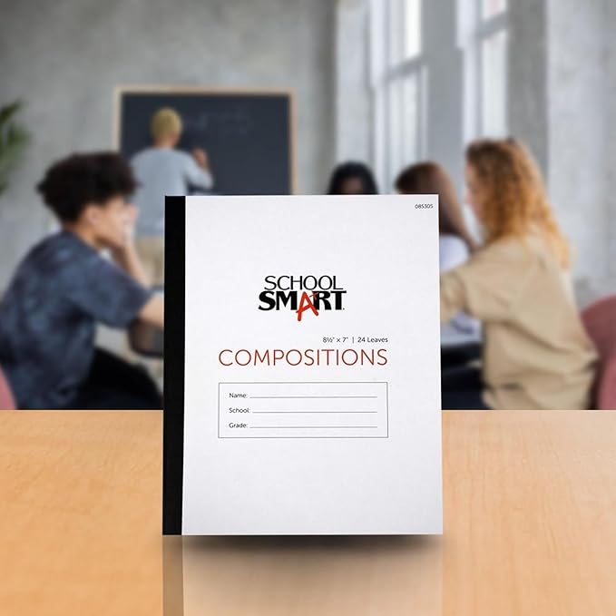 Roaring Spring School Smart Stitched Cover Composition Book - 8.5 x 7 Inches - 24 Sheets No Margin, Manila, 1 Count (Pack of 1)