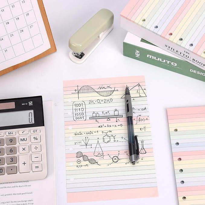 400 Sheets Colored Loose Leaf Paper 5.5" x 8.5" 7 Hole Lined Filler Paper College Ruled Notebook Refill Pad Pastel Colored Lined Refills Hole Punched Notebook Refills for 3 or 7 Ring Binders