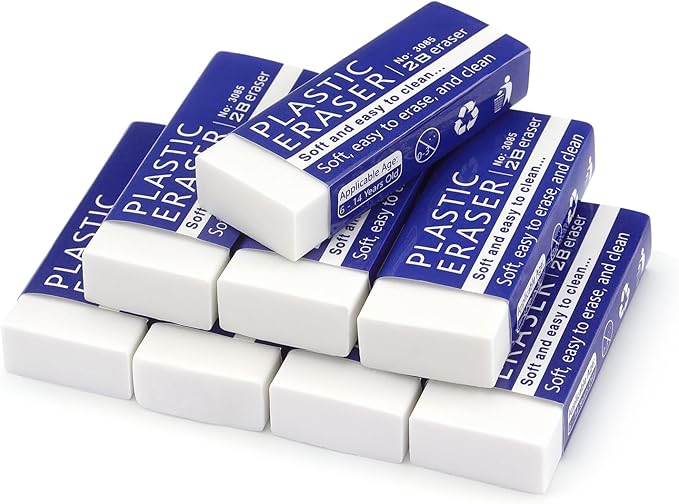 Tamaki White Erasers for Clean, Large Pencil Eraser, 8 Pack