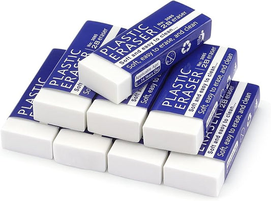Tamaki White Erasers for Clean, Large Pencil Eraser, 8 Pack