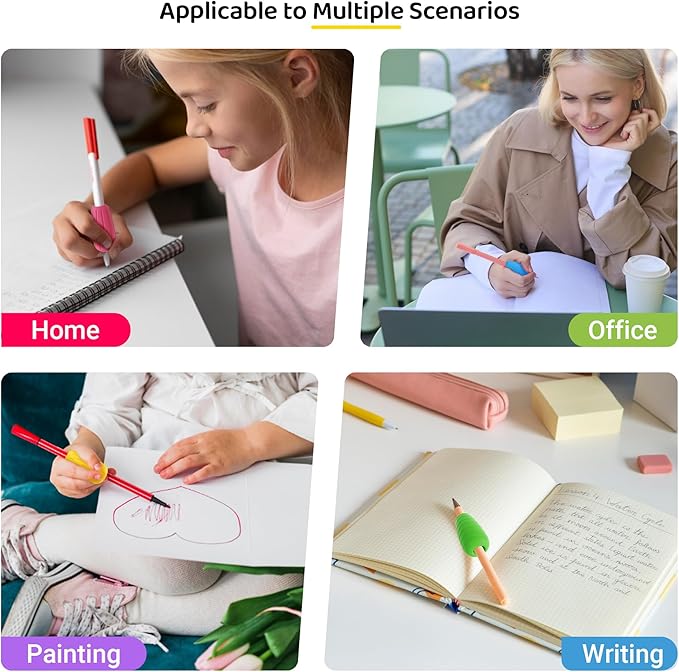 ELETIUO 4-Pack Silicone Egg Pencil Grips, Ergonomic Handwriting Aid for Kids & Adults, Colorful Cushioned Grips Improve Control for Righties & Lefties, Preschool Learning & Teacher Office Supplies
