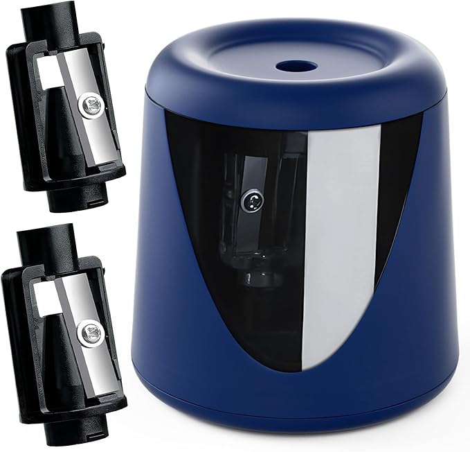 Battery-Powered Electric Pencil Sharpener, (Includes 2 Replacement Blades and 1 Cartoon Sticker) Suitable for Children, Classrooms, Offices, and Homes. Suitable for 6-8mm No. 2/Colored Pencils.