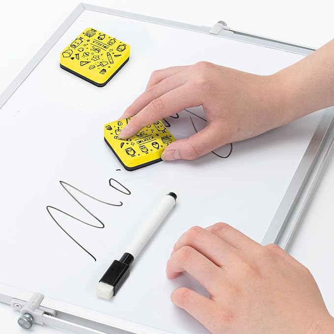 OWLKELA 30Pcs Dry Erase Erasers, Magnetic Whiteboard Eraser, Mini Whiteboard Cleaning Pads for Classroom, Office and Home, Yellow