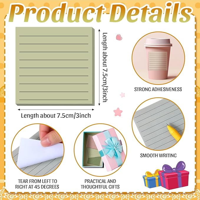 Yinder 24 Pcs Inspirational Sticky Notes Cute Motivational Sticky Notes Pad End of Year Employee Appreciation Gifts Bulk for Teacher Nurse Coworkers Office Supplies 3 x 3'' (No Words,Morandi)
