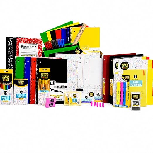 Ultimate High School and College Bundle | Case (2 Boxes) | School Supply Boxes - Back to School Essentials | Includes Notebooks, Tab Dividers, Pencils, Highlighters, & More