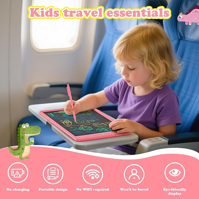 EooCoo LCD Writing Tablet for Kids, 10 Inch Colorful Doodle Board Drawing Pad 2 Pack, Learning Toys for Toddlers, No Mess Coloring Books for Travel, Easter Basket Stuffers