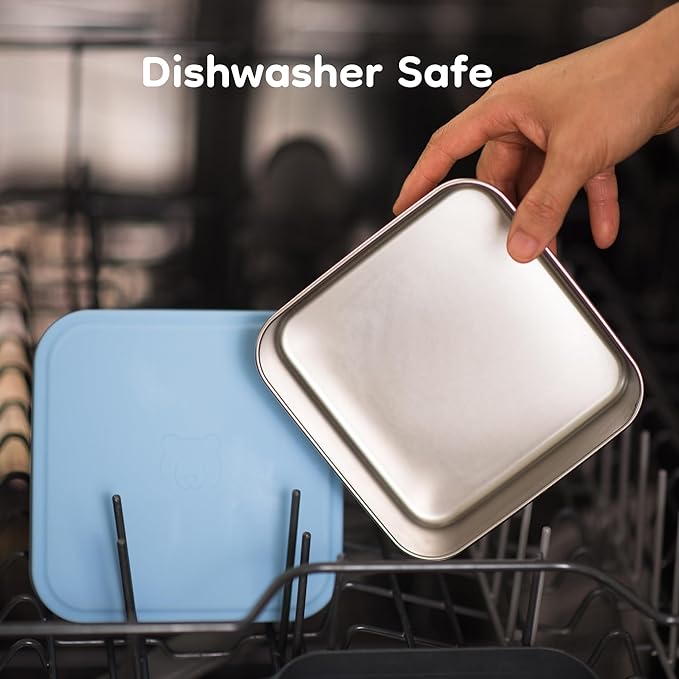 Good Bare Stainless Steel Sandwich Container for Kids & Adults, Plastic-Free Lunch Box with Silicone Lid, Leakproof Metal Snack Box, Dishwasher Safe, BPA-Free Food Storage Container, Sky Blue