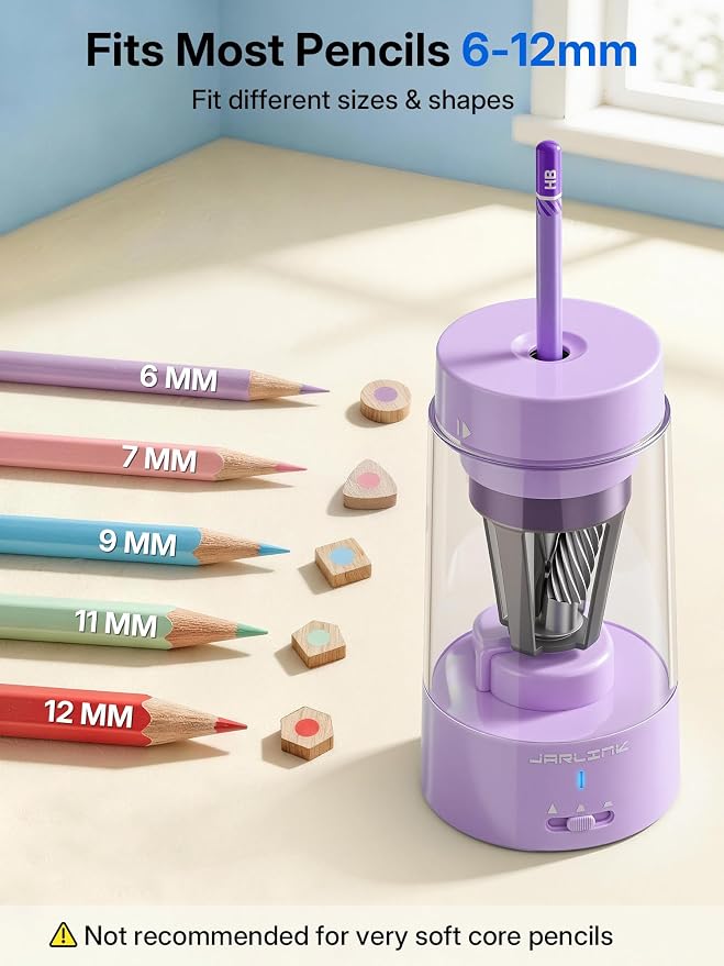 JARLINK Fully Automatic Rechargeable Electric Pencil Sharpener