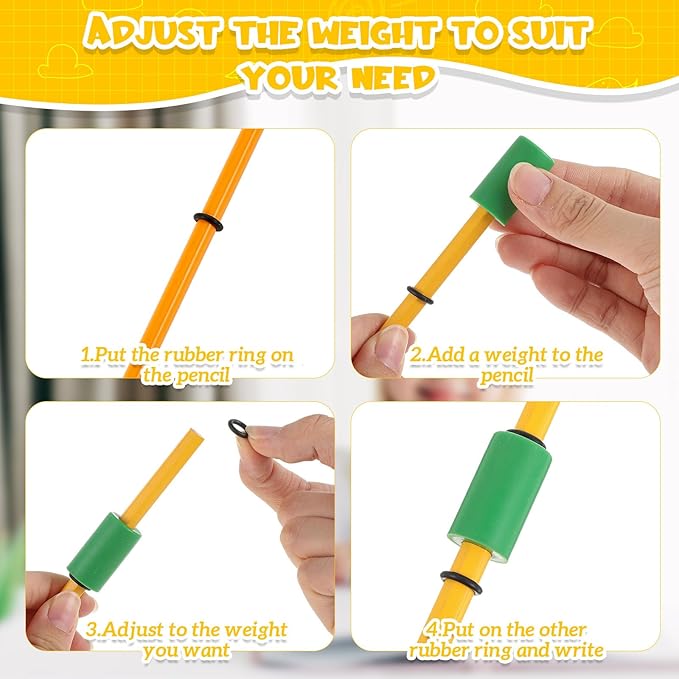 20 Pcs Pencil Weights Handwriting Aid for Children 0.7/0.5/0.35/0.2 oz Adjustable Weights Kit for Kid, or Special Need Improve Penmanship for Autism, Quivers, or Fine Motor Skill Disability
