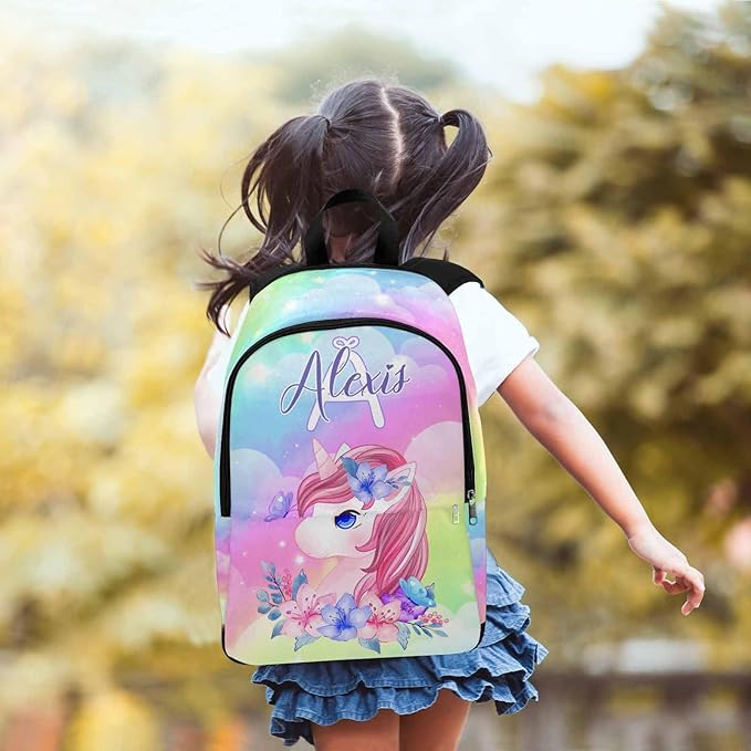M YESCUSTOM Custom Backpack for Kids, Personalized Princess School Backpack with Name Customized Girls Bookbags Knapsack Casual Laptop Backpack for Teens Adults
