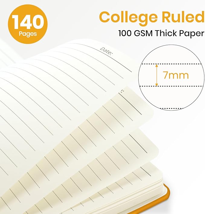 ZOTIA Lined Spiral Journal Notebook for Women, A5 College Ruled Journals for Writing, Hardcover Notebooks for Work, Note taking and Office School Supplies,140 Pages - Yellow
