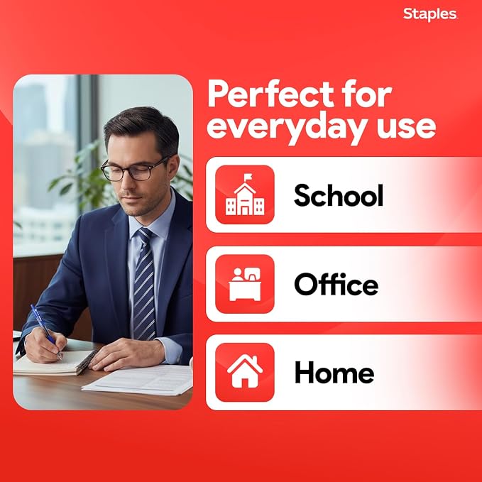 STAPLES Retractable Gel Pens, Fine Point 0.7mm, Blue Ink, 36 Pack – ProGel Smooth‑Writing, Quick‑Dry Pens for Office & School | Smooth-writing, quick-dry ink for everyday office and school stocking.