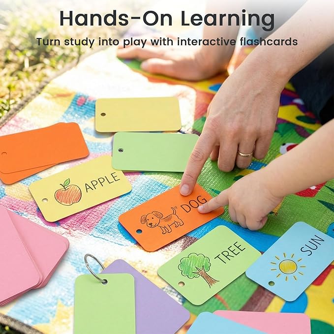 Koogel 1080PCS Index Cards with Rings for School, 2.2 x 3.5 Inch, Colored Flash Cards for Studying, Portable Notecard for Classroom Tests Preparation Teacher Education Office Supplies, 6 Colors