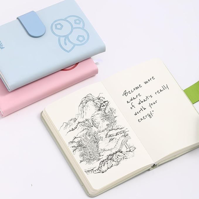 BOBO RABBIT Blank Journal Small Pocket Leather Notebook No Lines for Drawing Plain Sketch Book Cute Cartoon Fruit Peach Unlined Journal for Travel Work School, 200 Pages, 3.7"X5.9"