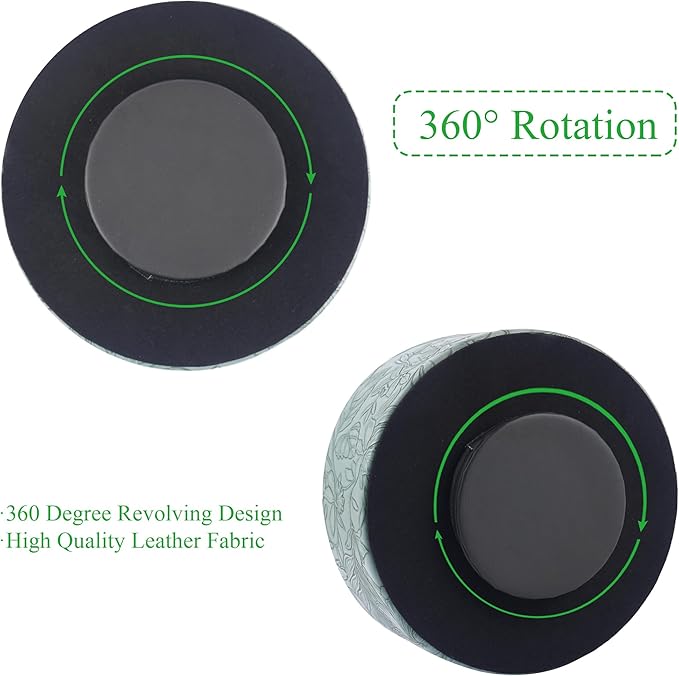 Remote Control Holder, 360°Spinning PU Leather Desk TV Remote Caddy,Desk Storage Box Room Accessories for Controller, Media,Mail,Calculator, Mobile Phone,Pencil(1-Carved Green2)