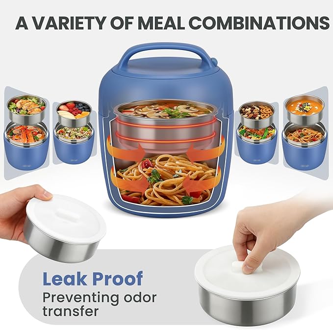 wiwens Thermo Food Jar for Hot Food Adults 32OZ Soup Thermo Lunch Containers Wide Mouth Vacuum Insulated Stainless Steel Leakproof Bento Box with Spoon