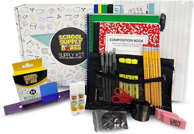 School Supply Boxes | Lapboard Bundle (1 Box) | Back to School Essentials Kit for Students & Teachers | Includes Dry Erase Lapboard, Marker, Notebooks, Pencils, & More