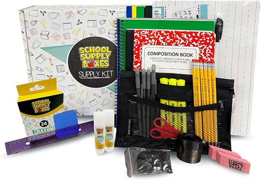 School Supply Boxes | Lapboard Bundle (1 Box) | Back to School Essentials Kit for Students & Teachers | Includes Dry Erase Lapboard, Marker, Notebooks, Pencils, & More