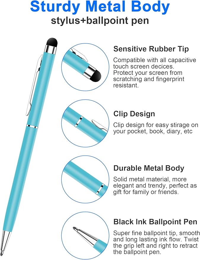 innhom 36 Pack Stylus Pens for Touch Screens Stylus Pen for iPad 2 in 1 Stylists Pens and Black Ink Ballpoint Pens Compatible with iPad iPhone Tablets Samsung Kindle