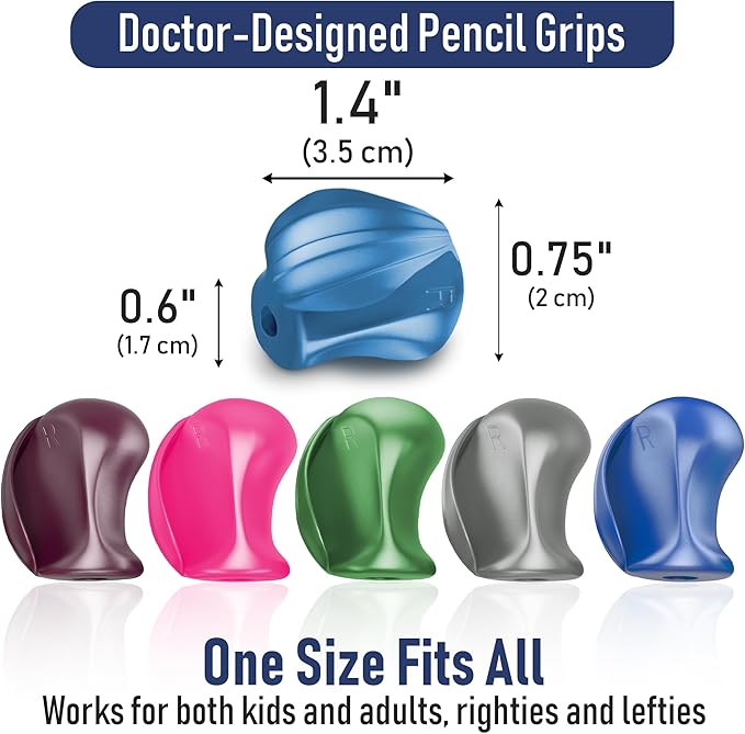 The Pencil Grip Pencil Grips, The Crossover Grip, Metallic Ergonomic Writing Aid For Righties And Lefties, Colorful Pencil Grippers, Assorted Metallic Colors, 6 Count - TPG-17706