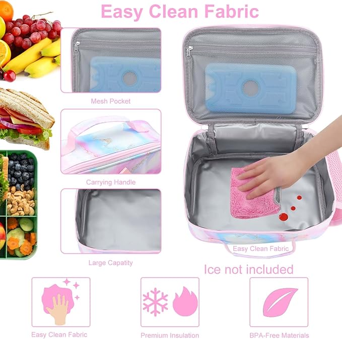 RHCPFOVR Kids Lunch Bag - Insulated Lunch Box for Boys Girls,Washable Lunch Bag and Reusable Toddler Leak-proof Lunchbox for School and Daycare