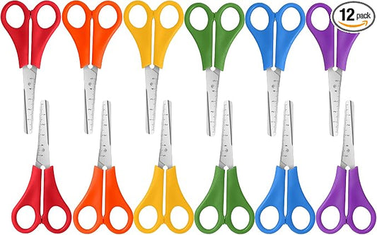 Kids Scissors Bulk of 12-Pack, Taotree 5" Kid Scissors for School Office | School Supplies, Craft Supplies, Small Blunt Tip Safety for Toddler Child Student Classroom Teacher Scrapbook Scrapbooking