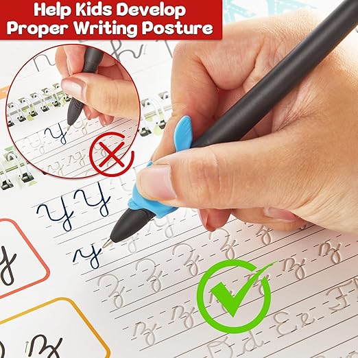 gisgfim 4 Pack Christmas Grooved Cursive Handwriting Practice with Greeting Card Disappearing Ink Pens Magic Reusable Grooved Cursive Writing Workbooks for Beginners Words Sentence Reading Letters