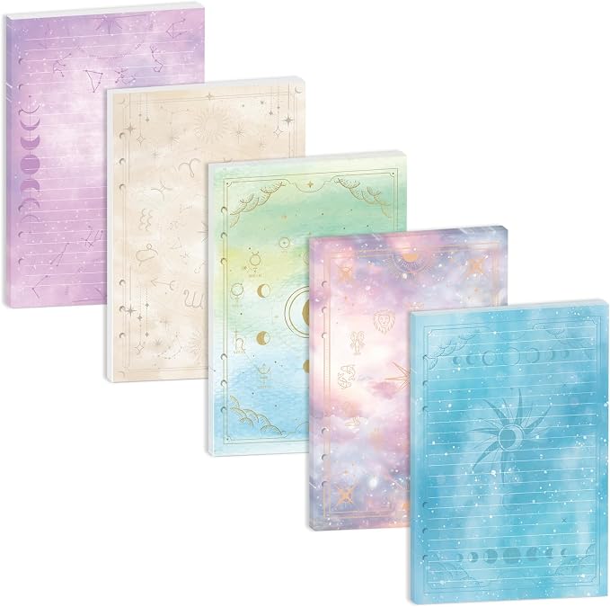 100 Sheets Tarot A5 Refills Papers for Planner Insert Binder, 120GSM Thick Mystic Tarot Card Design Notebook Fillers, Astrology 6 Hole Loose Leaf Papers for A5 6 Ring Binder Journal Diary