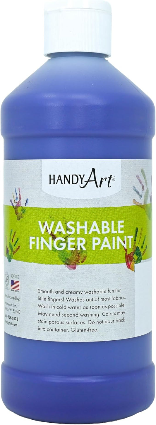 Handy Art Washable Finger Paint, Violet, 16 oz Bottle, Easy Clean Up, Sensory Paints for Fingers & Hand Prints, Ages 3 & Up, Safe for Kids & Toddlers, AP Certified Non-Toxic, Made in USA