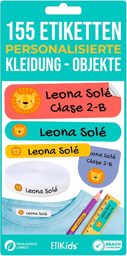 155 Custom Name Labels for Clothing & School Supplies. 100 Eco-Friendly Iron-On Fabric Labels + 55 Waterproof Stickers